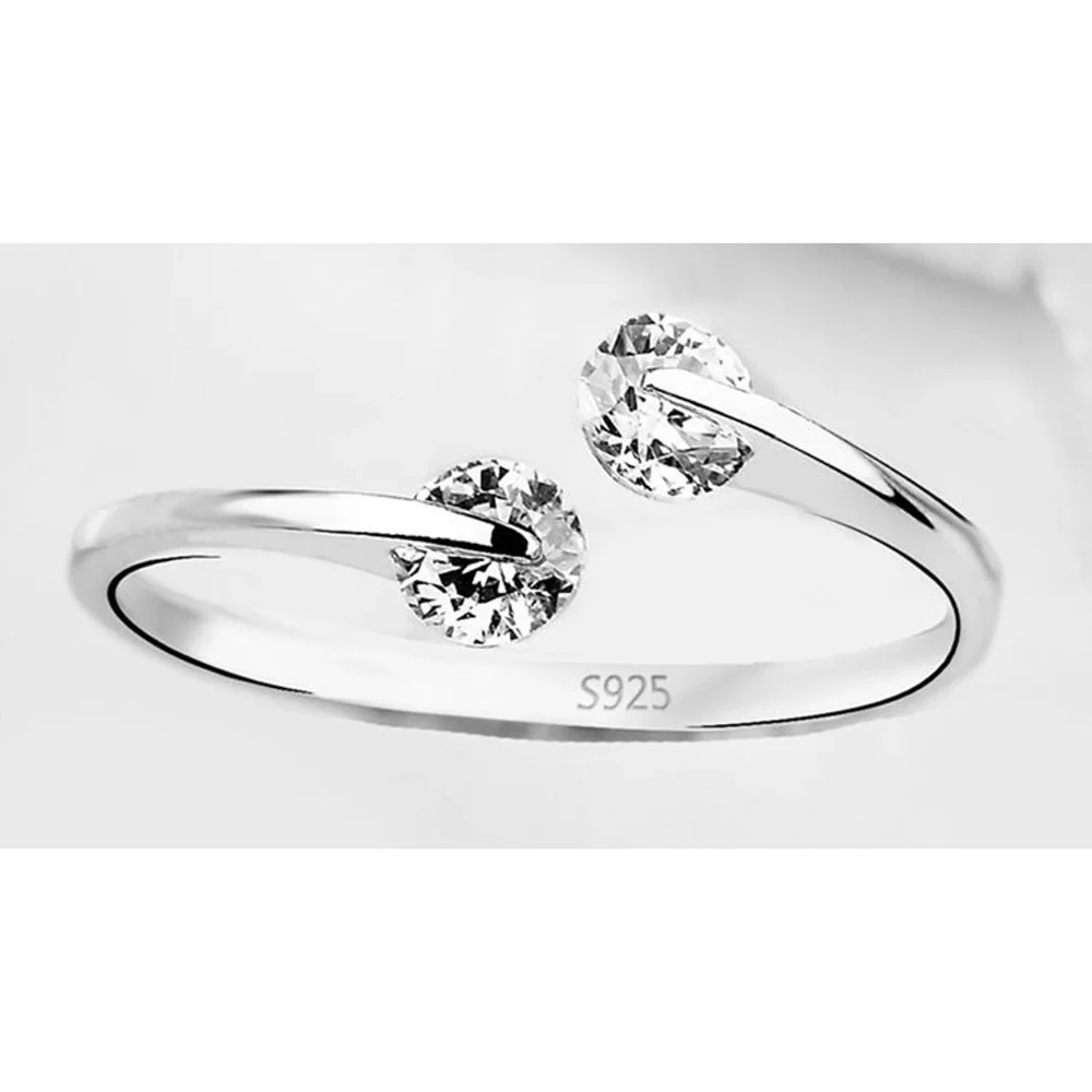 NEW Simulated Diamond Bypass Ring | White Gold Plated Sterling‎ Silver